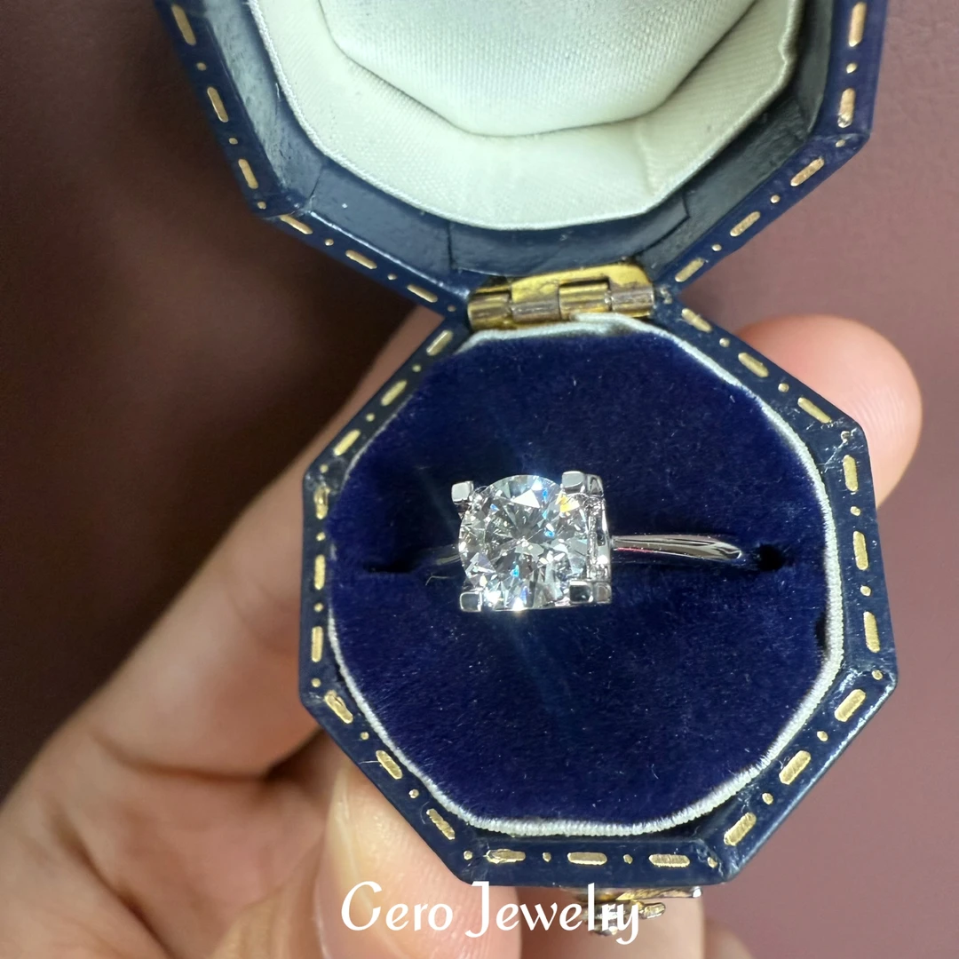 CERO【050牛头戒指】简约经典牛头钻戒白金钻石戒指QQ00020