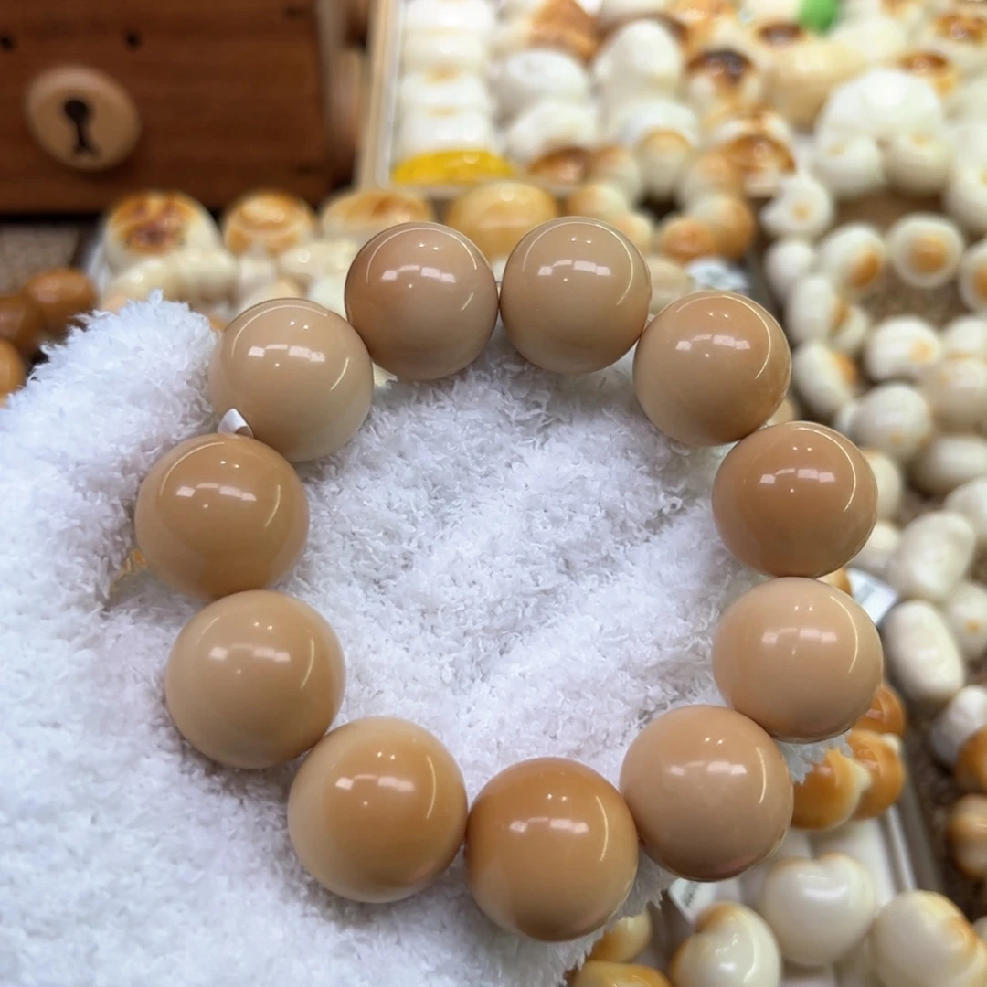 手串菩提根/象牙果55 臻品象牙果原果老师傅精工风化圆珠微瑕