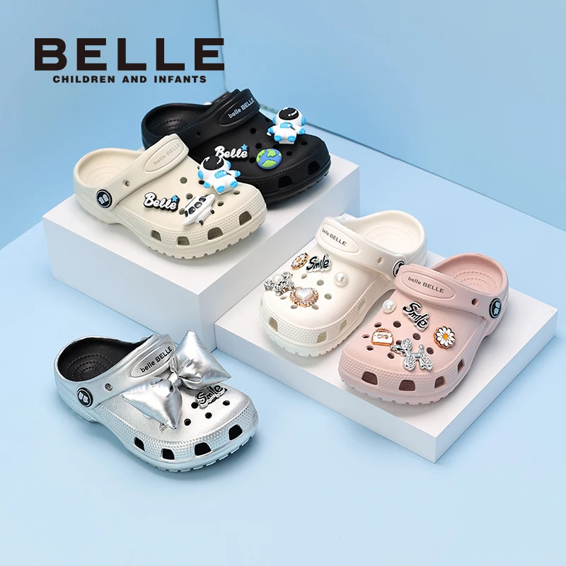 百丽儿童夏季女童卡通动漫洞洞鞋外穿沙滩鞋透气洞洞鞋男童R25222