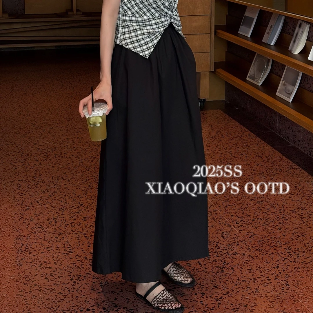 【小乔定制】新款简约通勤设计感高腰显瘦开叉A字半身裙