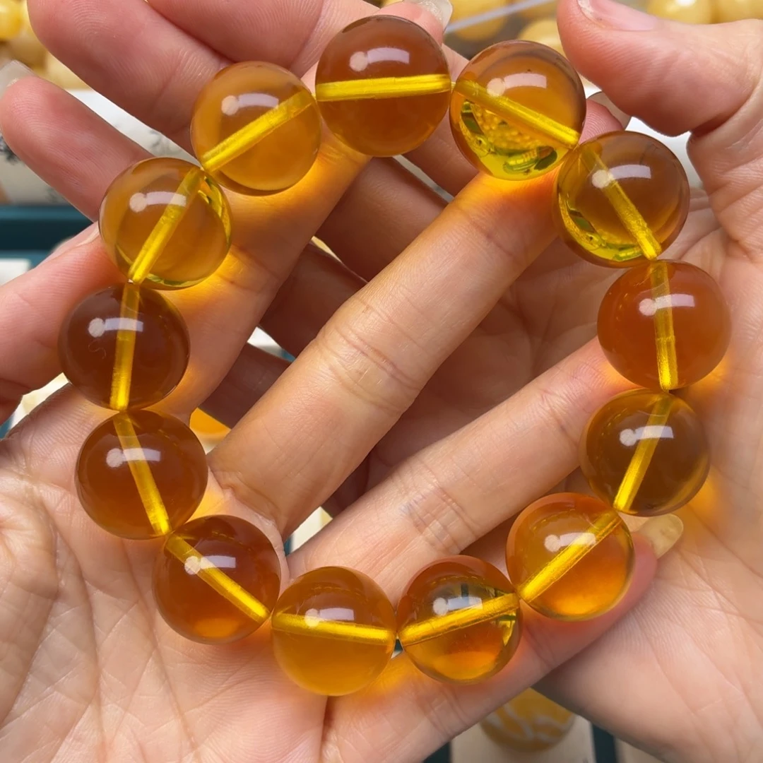 蜜蜡未镶嵌裸石18+蜜蜡净水手串