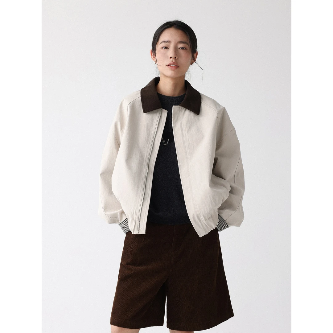 低卡LOWCALORIE‘曼城旧序’巴恩风双面穿拼接领秋冬夹克短外套