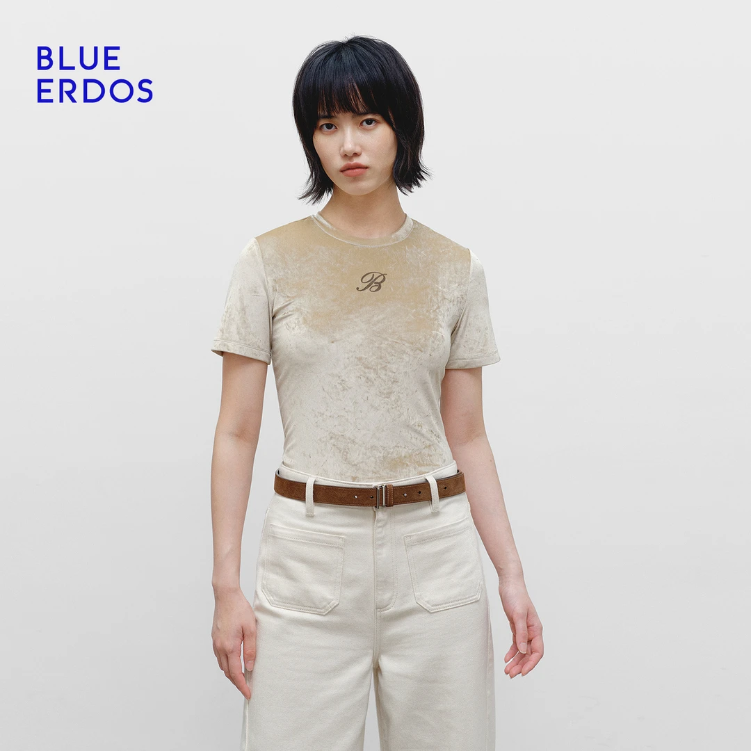 BLUE ERDOS 2025早春新品通勤简约圆领印花女上衣B2256F701