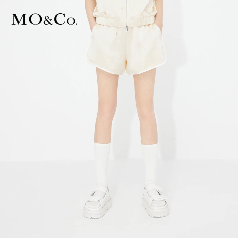 【赵老板专属】MOCO夏季醋酸混纺撞边高腰美式休闲裤MBC2SOT009
