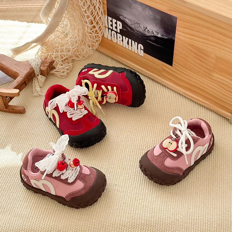 儿童系带运动板鞋百搭儿童时尚拼色休闲软底运动鞋0817女童小童