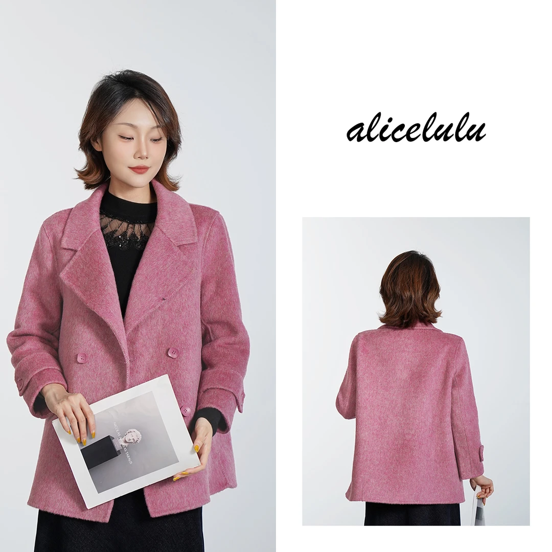 [alicelulu]时尚气质减龄翻领中长款西装毛呢大衣S2144732K