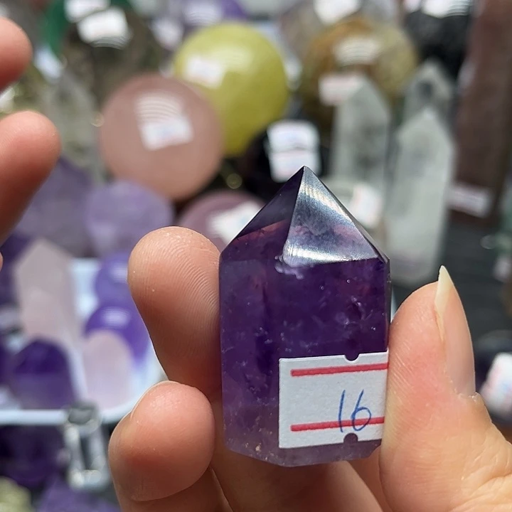 珠宝半成品水晶未镶嵌33克紫水晶柱