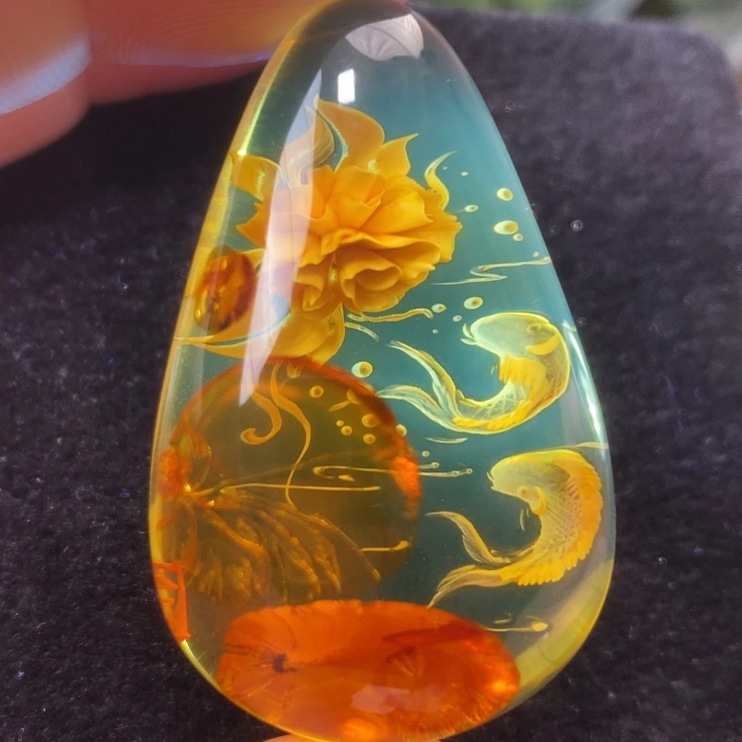 琥珀（花珀）未镶嵌吊坠(不含链)