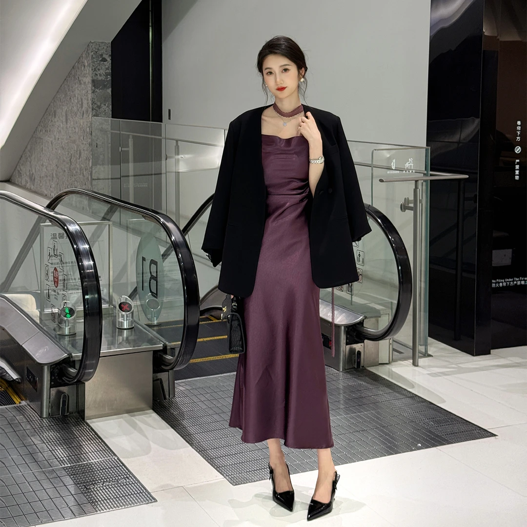 Liixu春季显瘦百搭长款吊带连衣裙L51LQ123