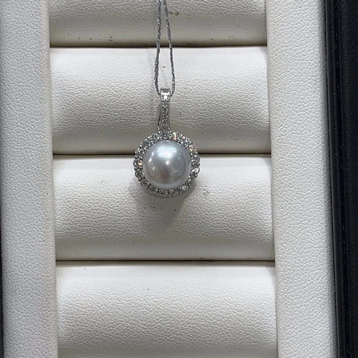 海水珍珠颈饰银S925镶嵌澳白9-10mm 126号