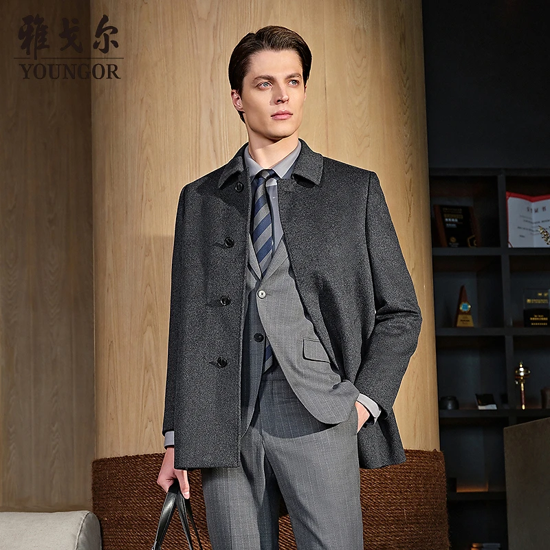 【绵羊毛+10山羊绒+鹅绒内胆】雅戈尔秋冬休闲商务青年大衣01N119
