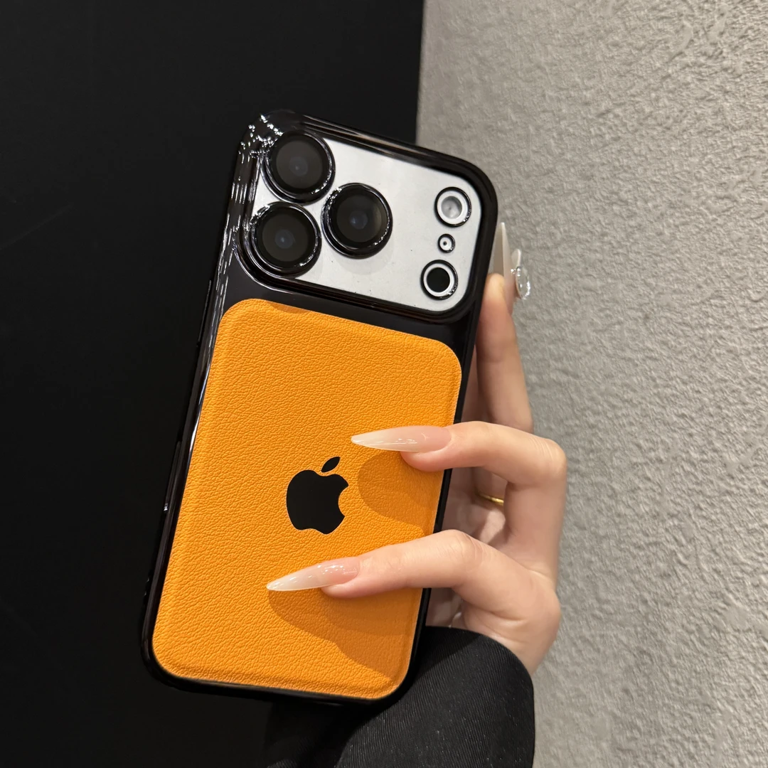 小众拼接皮纹适用苹果17promax手机壳创意iPhone16电镀15高级14女