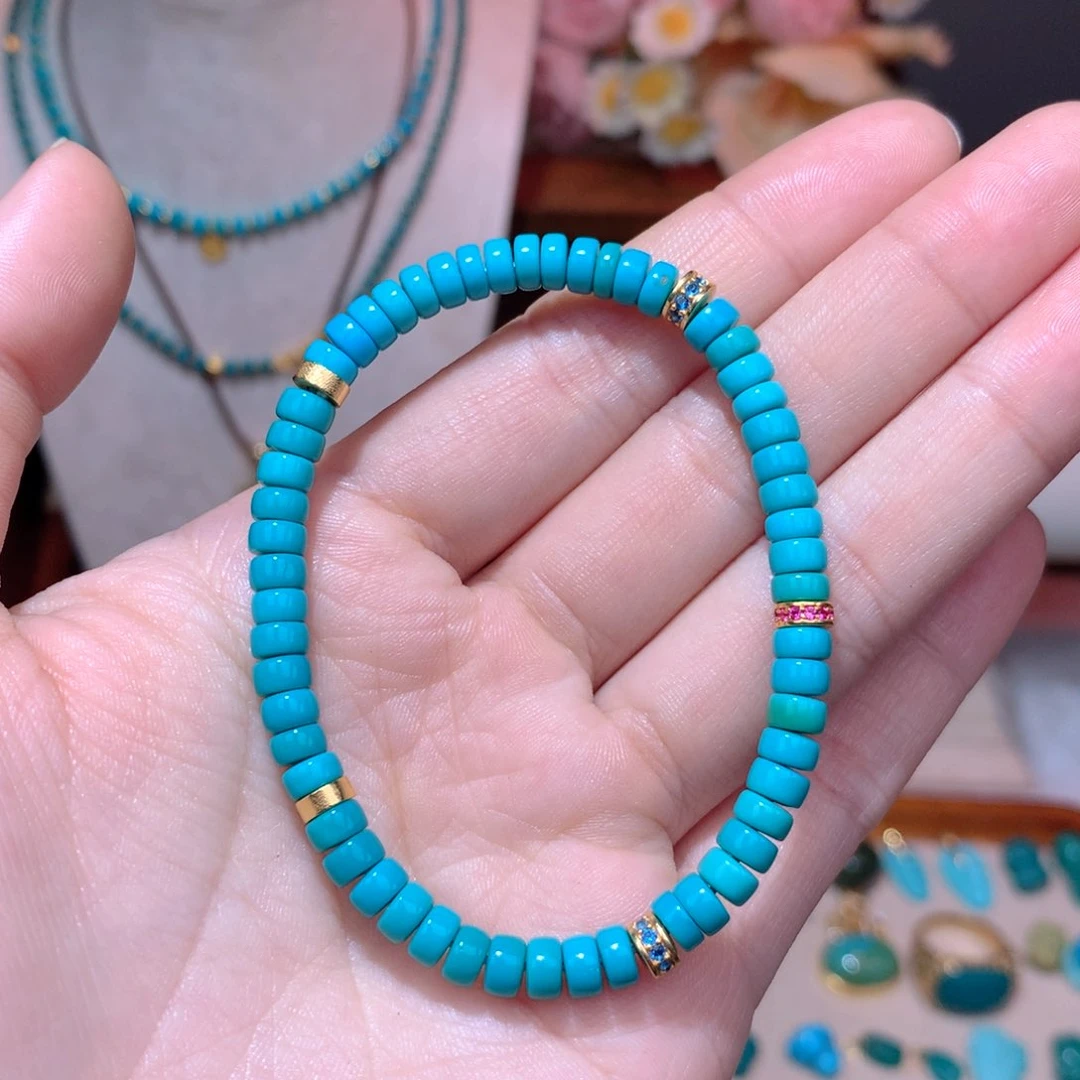 绿松石珠宝奇石18K金镶嵌