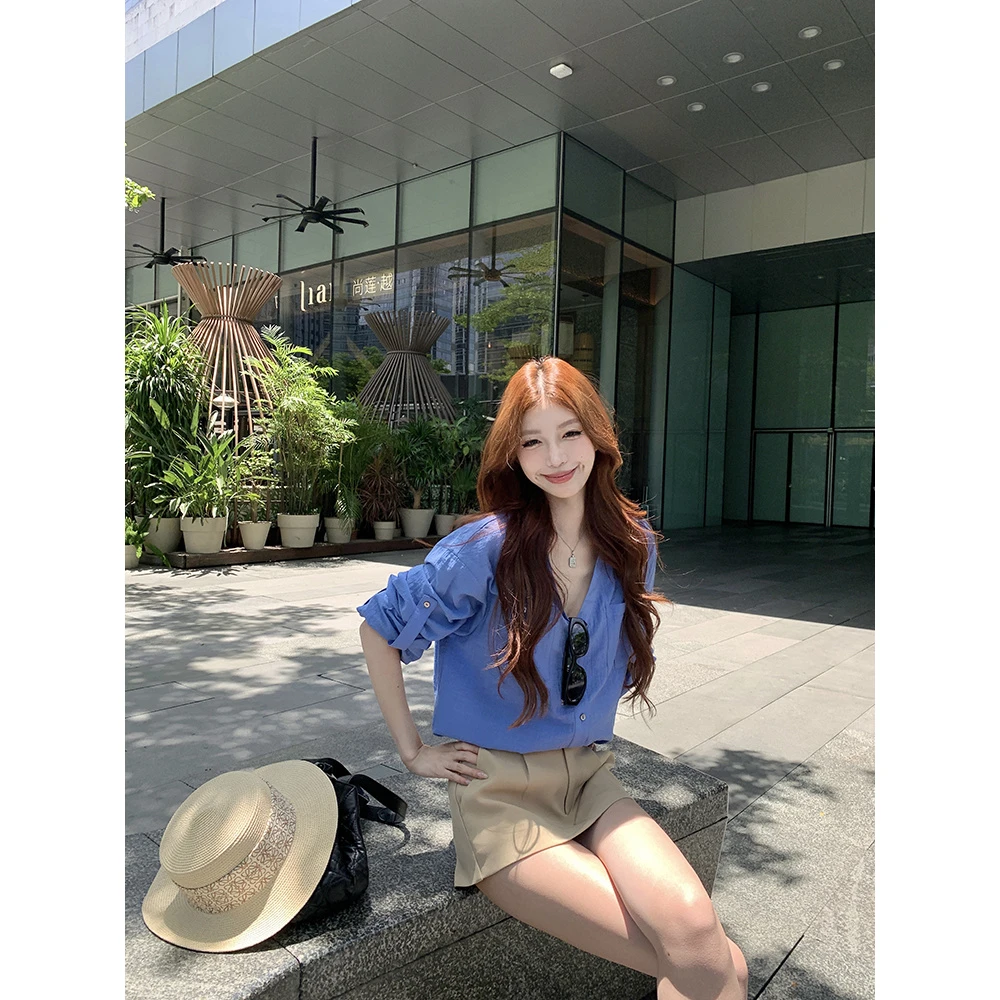 韩系老钱风立领衬衫套装女时尚百搭高级设计感气质包臀裙子两件套