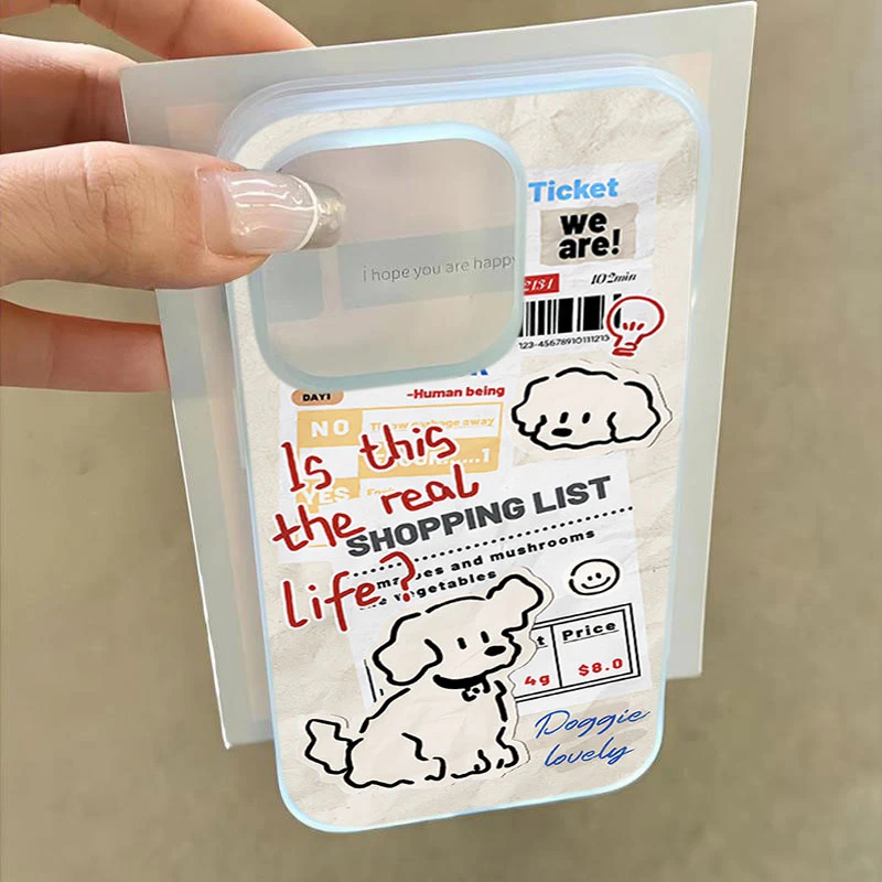 标签小狗适用iphone16promax苹果15手机壳14PLUS软13幻影12防摔11