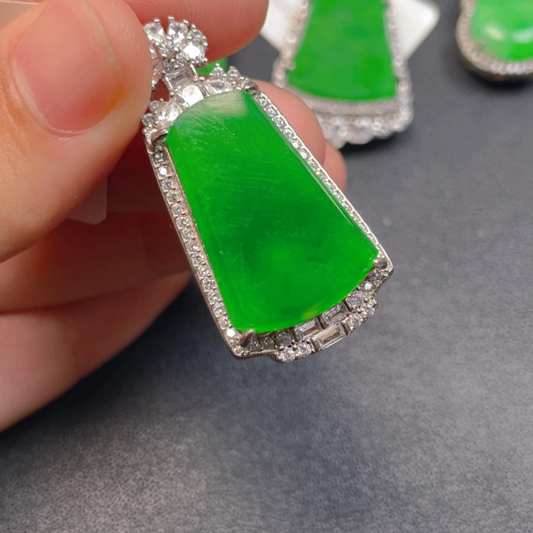 翡翠银S925镶嵌吊坠(不含链)