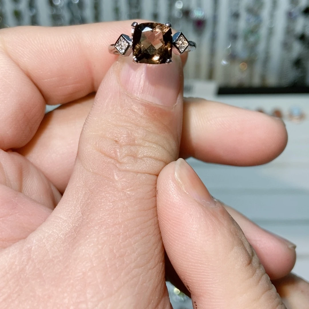 绿水晶戒指银S925镶嵌