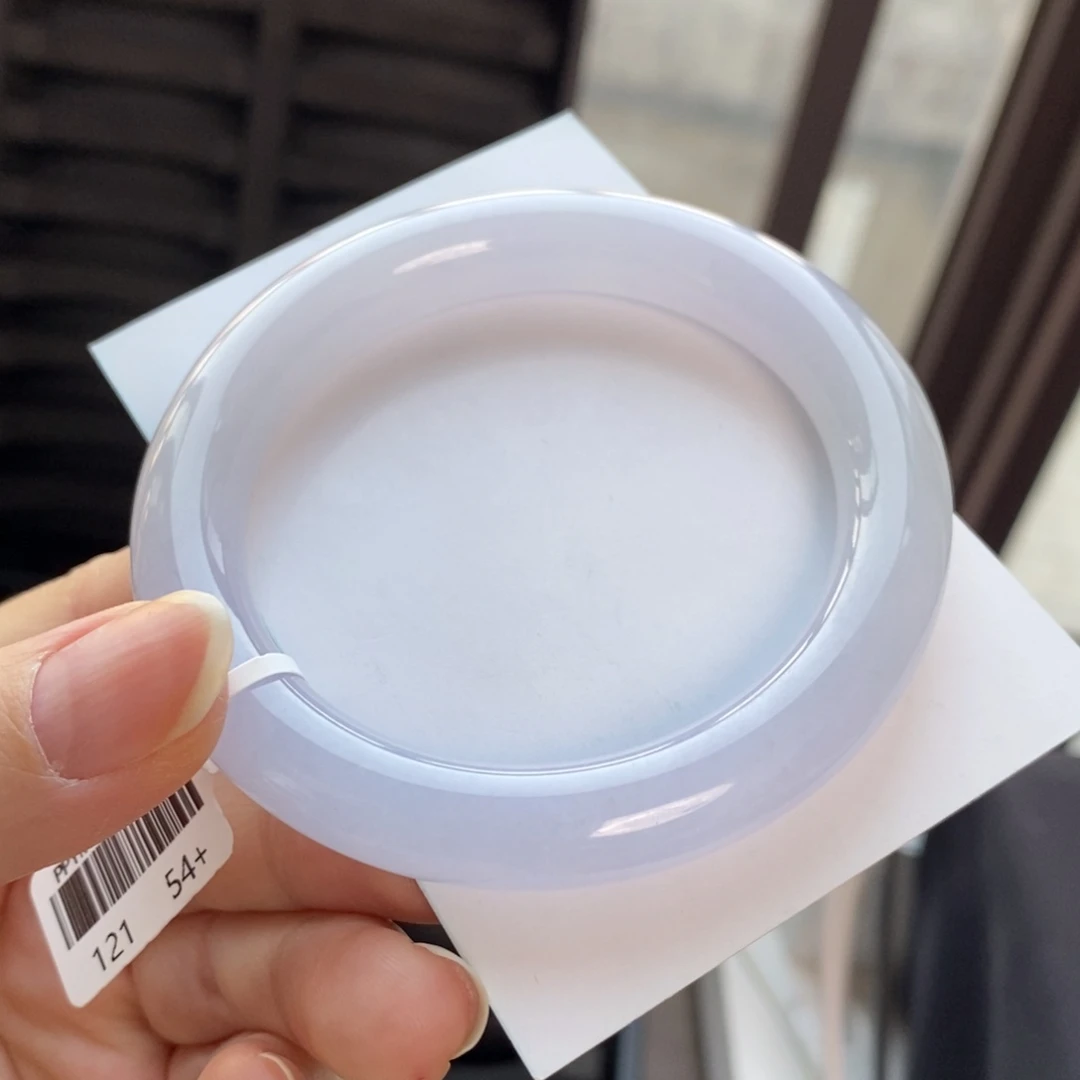 翡翠未镶嵌手镯冰粉紫54