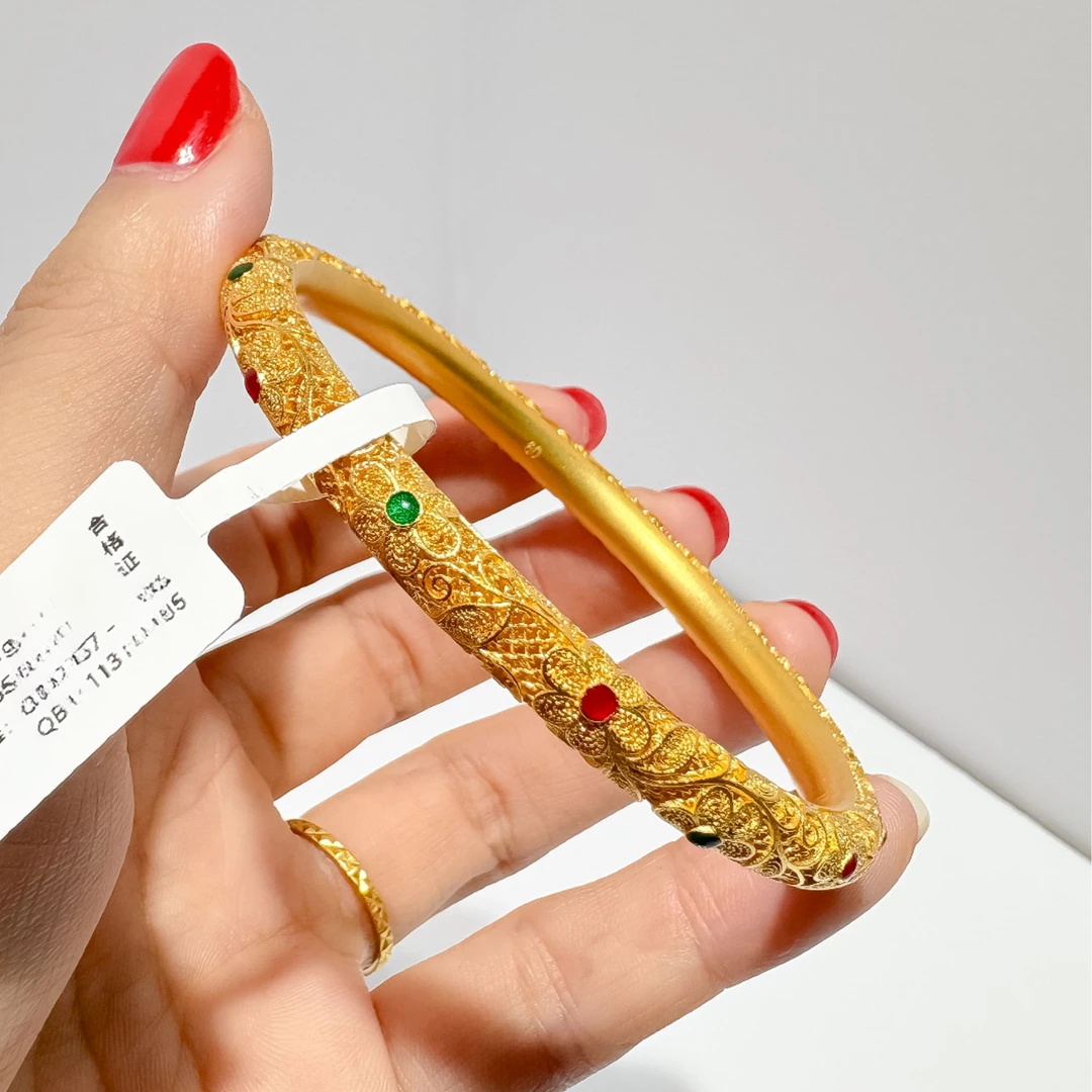 足银银制品 银饰品 编号：21928812765 花丝手镯  金包999