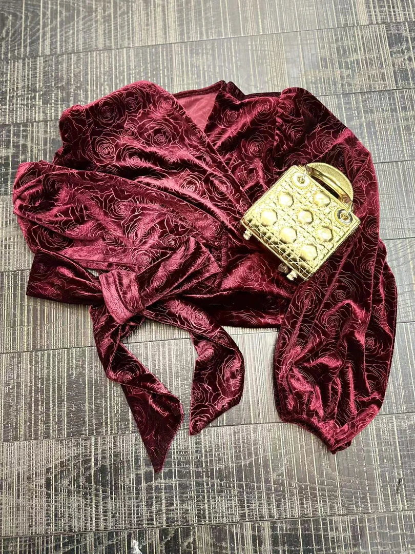 大气元（上衣）复古印花丝绒