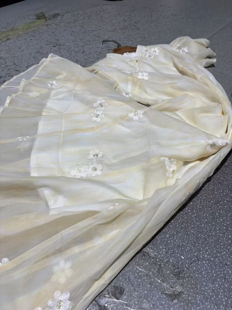 0779 极光黄【鱼尾】刺绣 少女 双层 旗袍