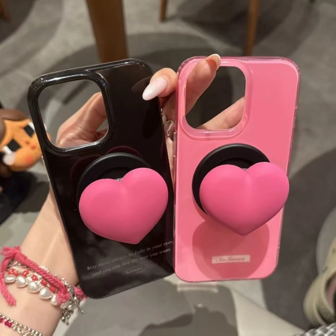 简约纯色立体爱心适用iPhone16promax手机壳苹果15pro少女14/13