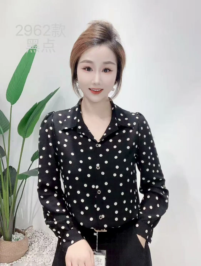 2025秋季新款波点长袖衬衫显瘦百搭气质设计感减龄宽松上衣女