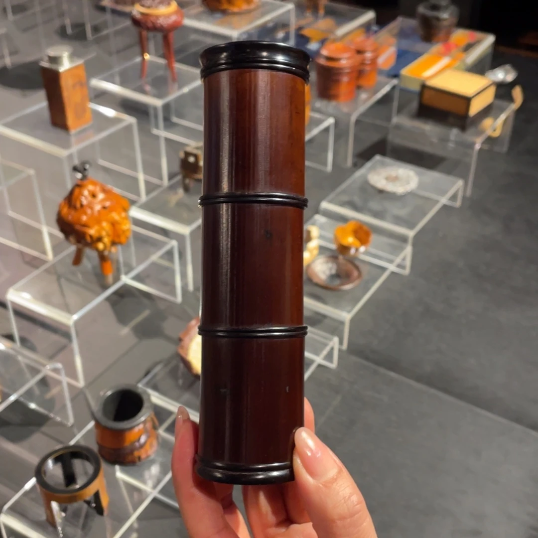 紫砂茶道老煤竹三节茶叶罐