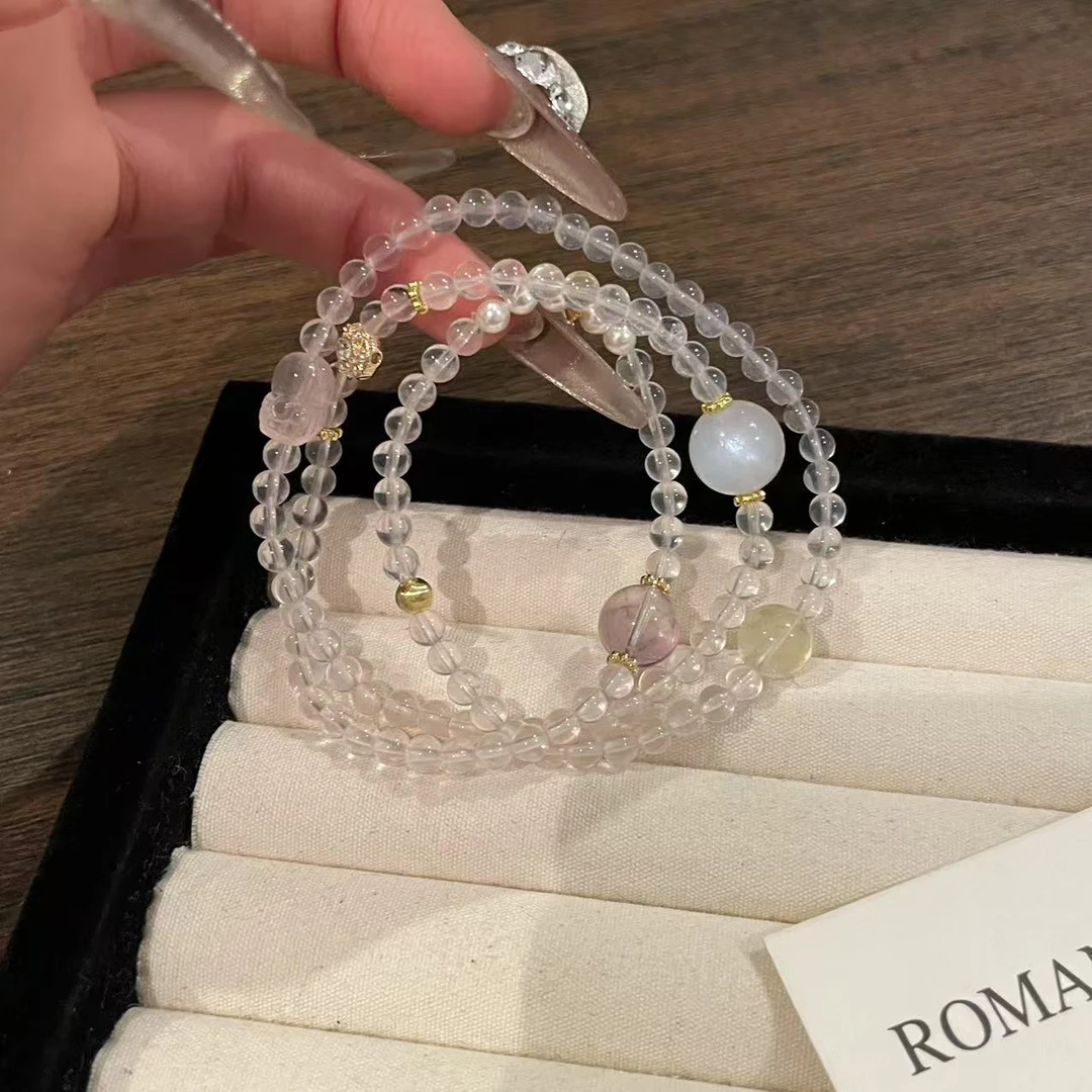 YIMI 天然水晶莫桑比克粉水三圈x1704（4毫米）