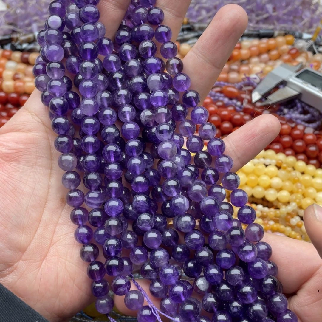 玛瑙/玉髓珠宝半成品未镶嵌一条装8mm乌拉圭紫水晶