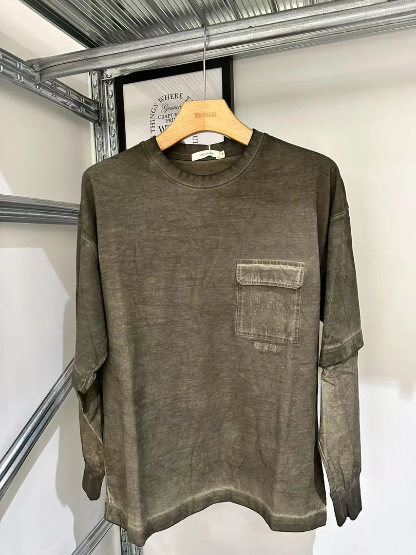 28802《微宽松》日系水洗做旧假2件卫衣