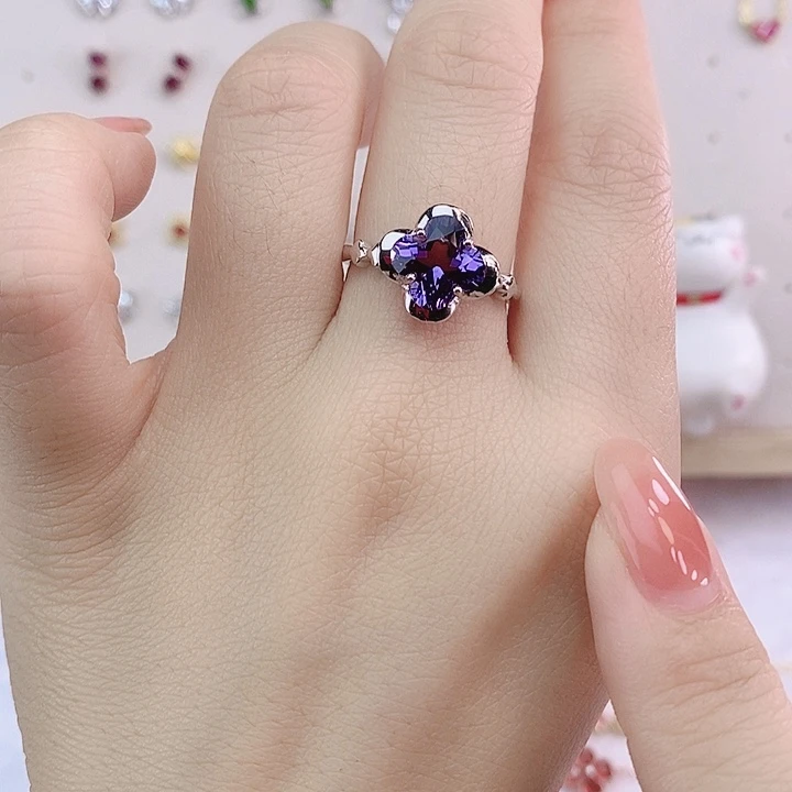 水晶戒指银S925镶嵌戒指