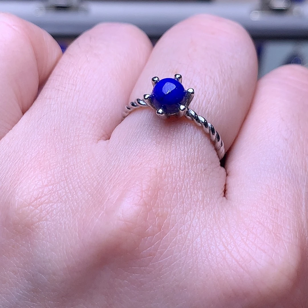 青金石银S925镶嵌戒指