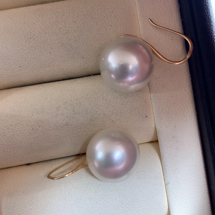 18K金镶嵌耳饰海水珍珠