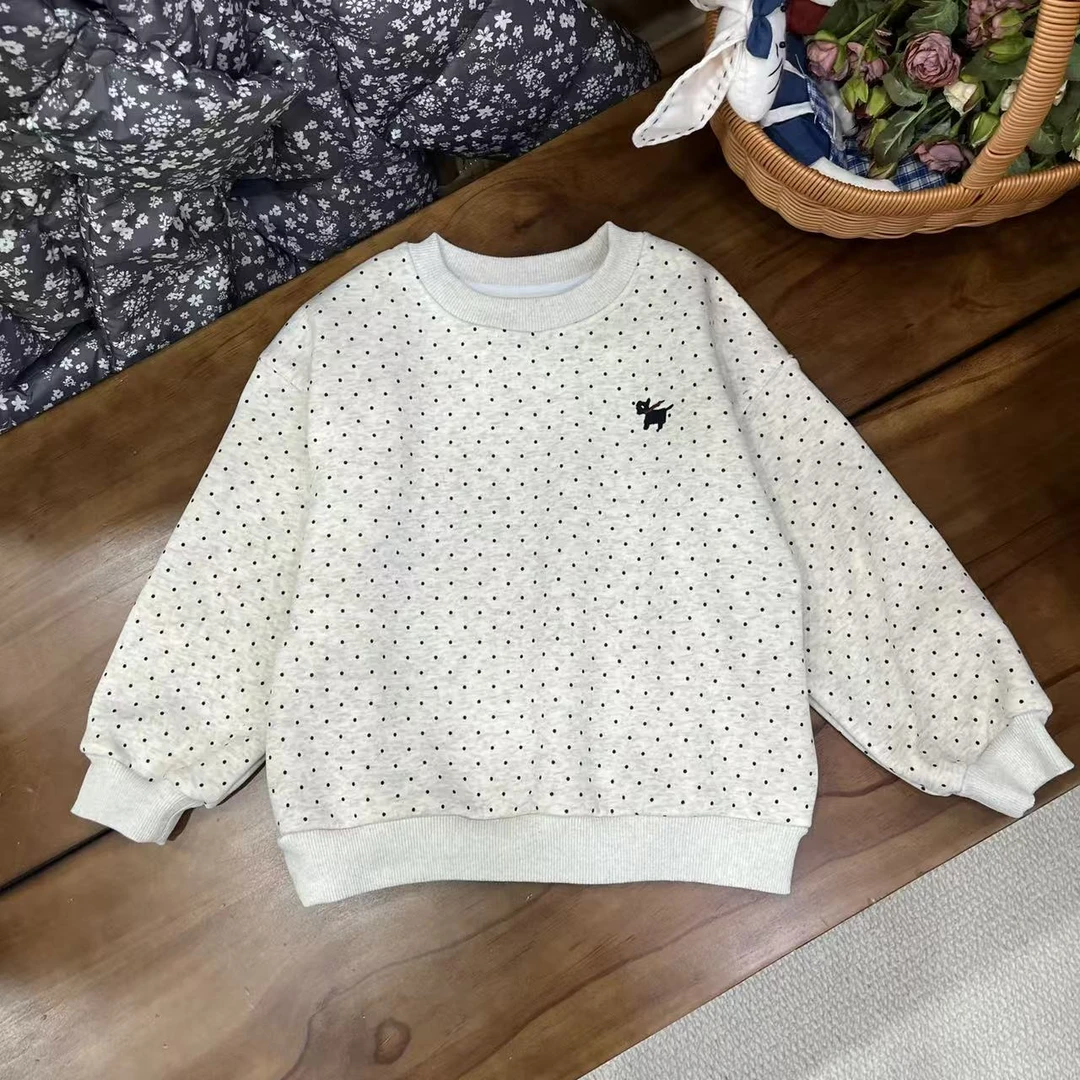 〖姐姐家〗2025冬款儿童波点小玉兔加厚绒卫衣-bt6787