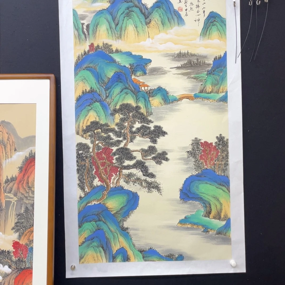 静***玲国画手绘国画，精品山水，带框包邮
