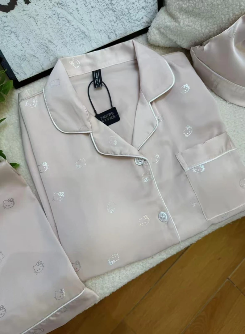 六月新品【烫银KT-带胸垫三件套】2025新款冰雪丝睡衣女家居服