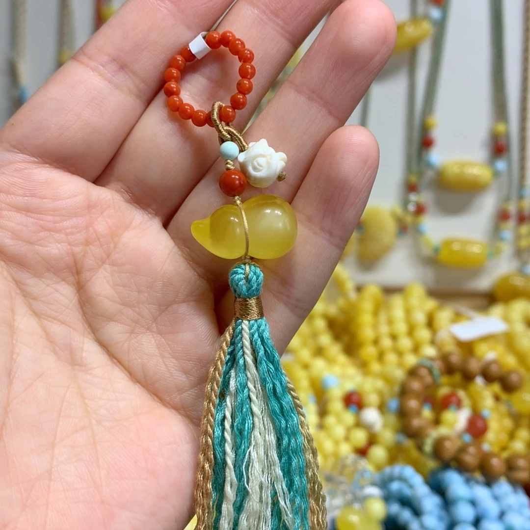 蜜蜡未镶嵌手链葫芦