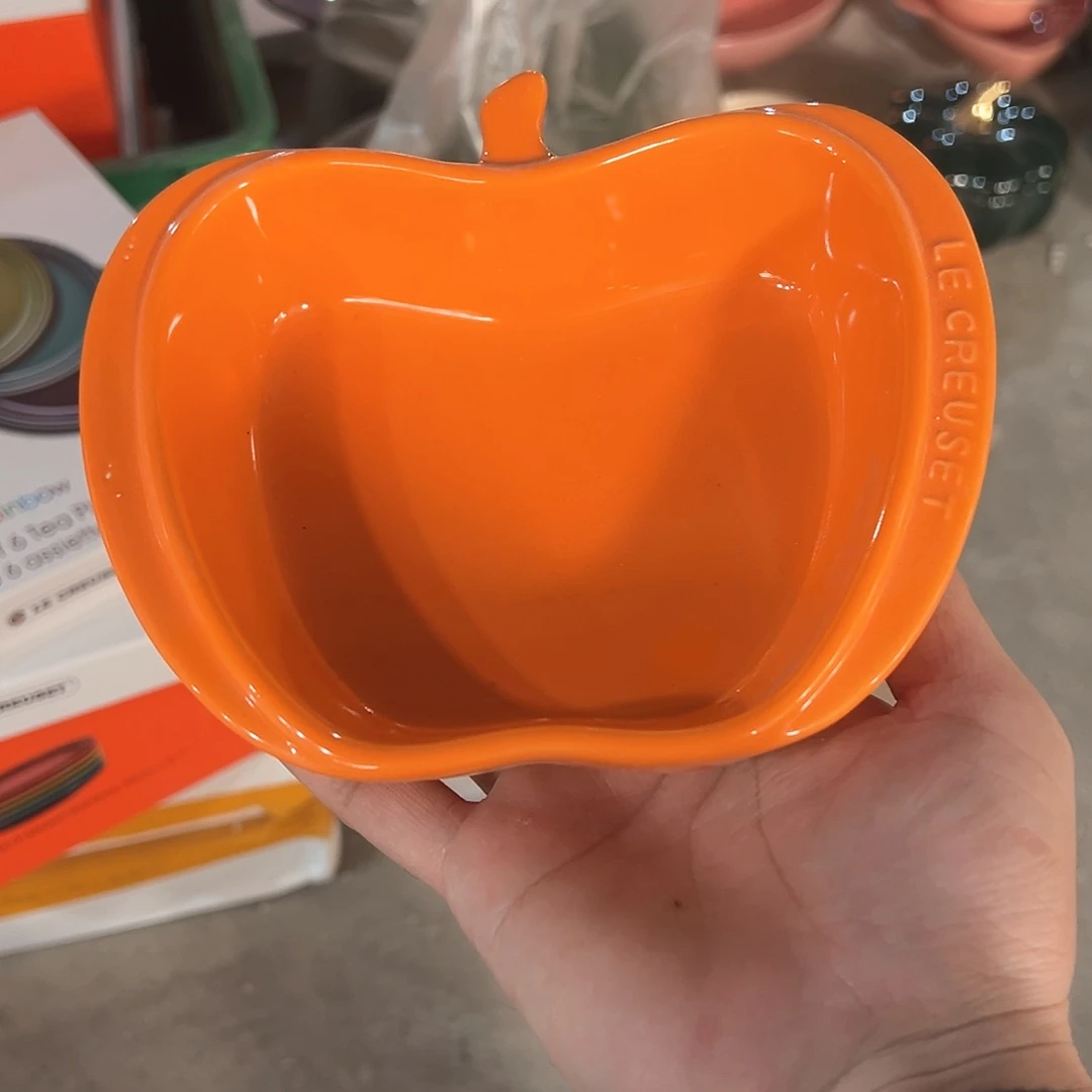 陶瓷 微  苹果碗 橙色色色