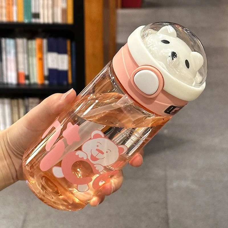网红水杯高颜值带吸管女生防摔大容量可爱水杯学生便携式卡通杯子