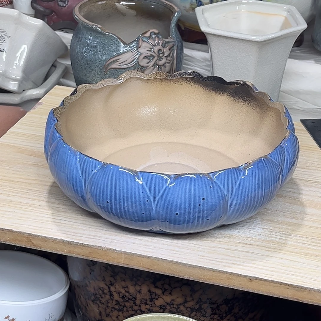 陶瓷绿植多肉微瑕花盆口径22*8.5打孔