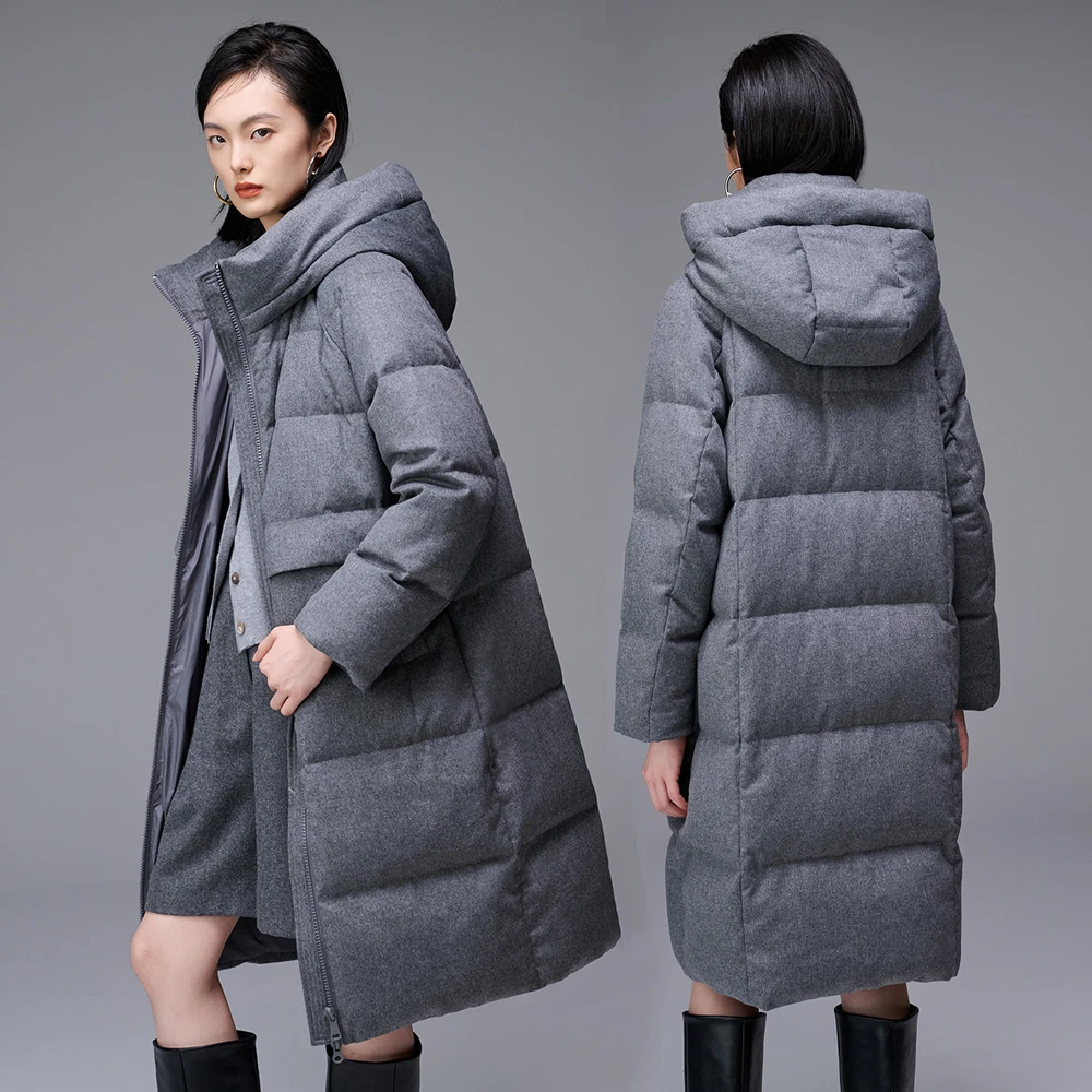 E-8812长款连帽长袖女士三防连帽秋冬大码过膝休闲