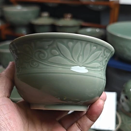 ?****?耀州窑莲纹米饭碗两只（微瑕福利品）