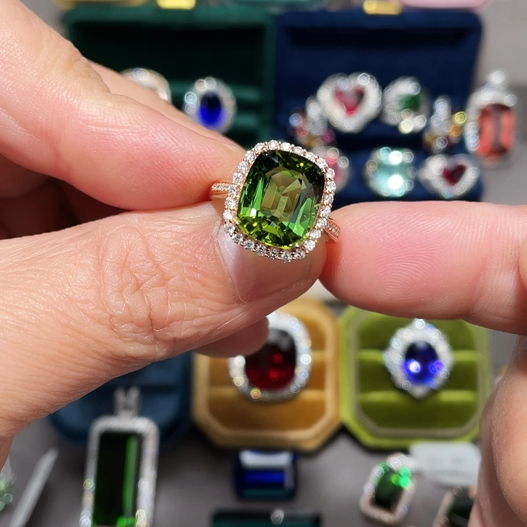 戒指碧玺18K金镶嵌6.94ct