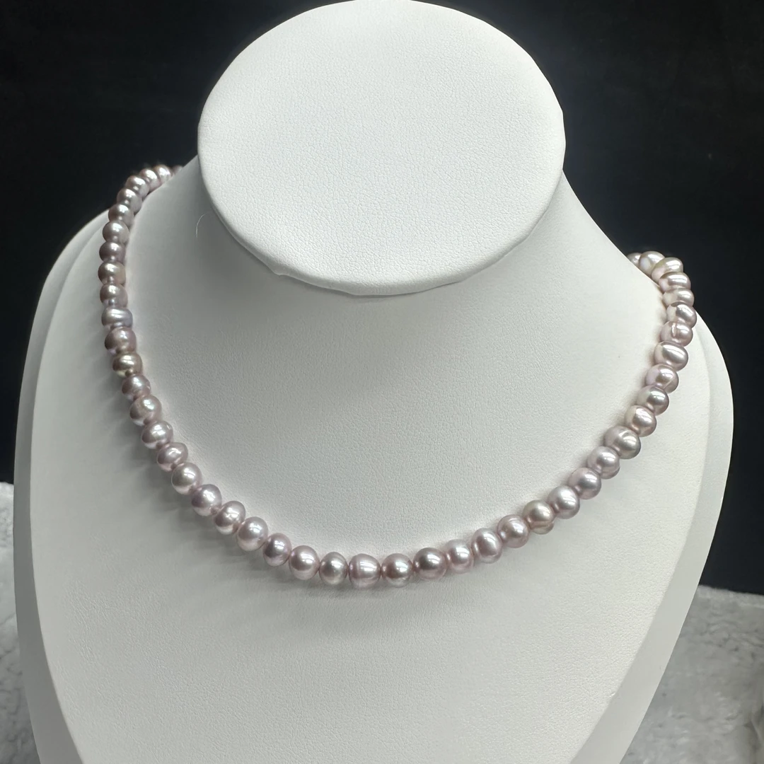 6mm紫色天然淡水无核珍珠气质百搭送妈妈闺蜜礼物时尚简约