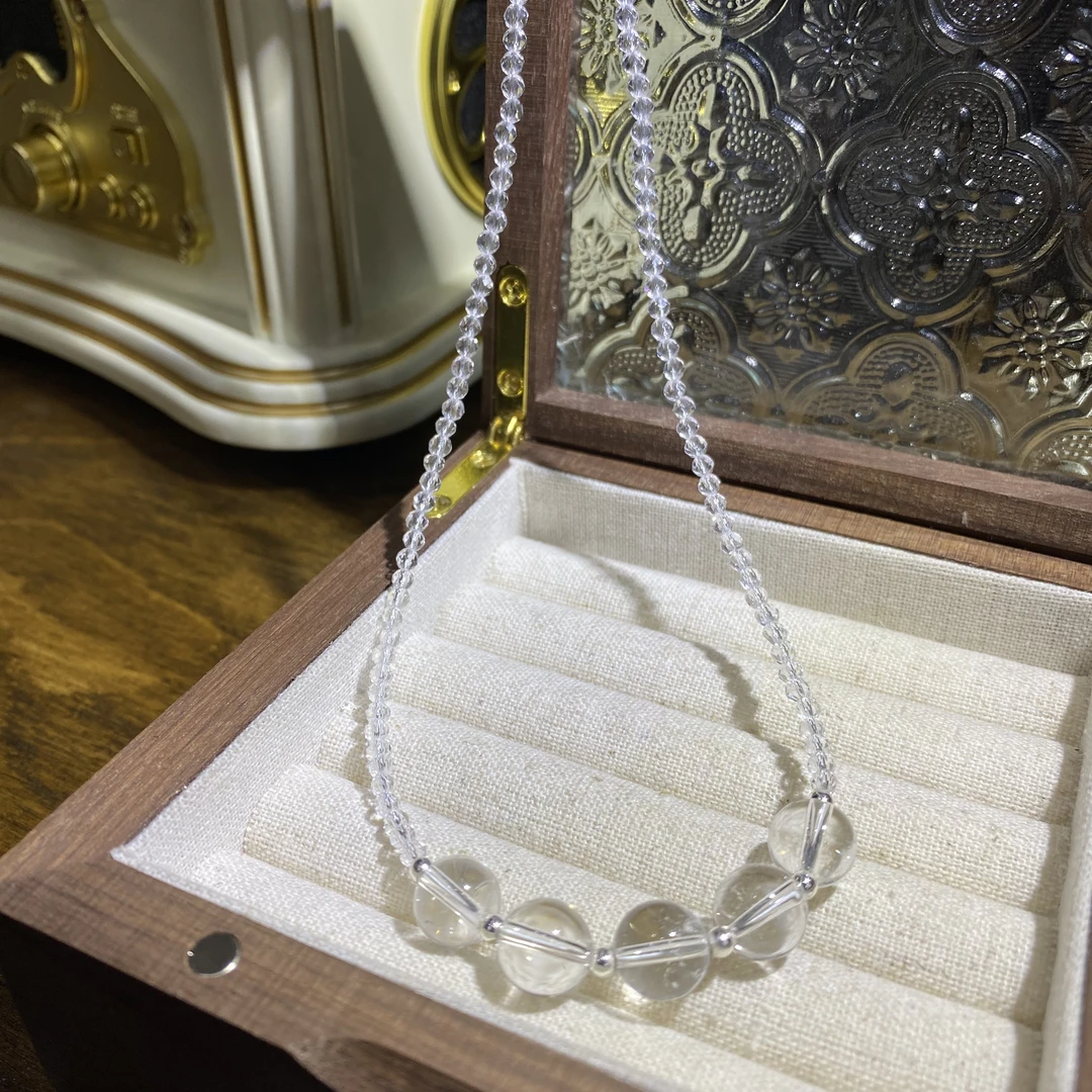 天然白水晶转运珠吊坠项链锁骨链-多样性发其一C203