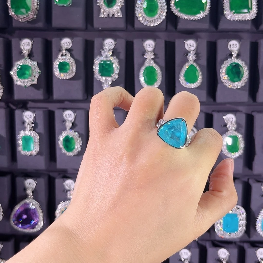 银S925镶嵌戒指碧玺