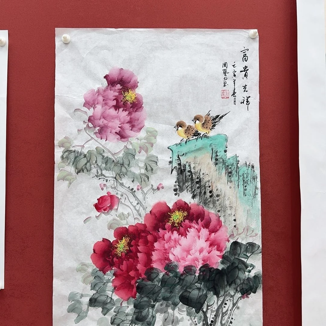 国画国画纯手绘作品欣赏四尺三开