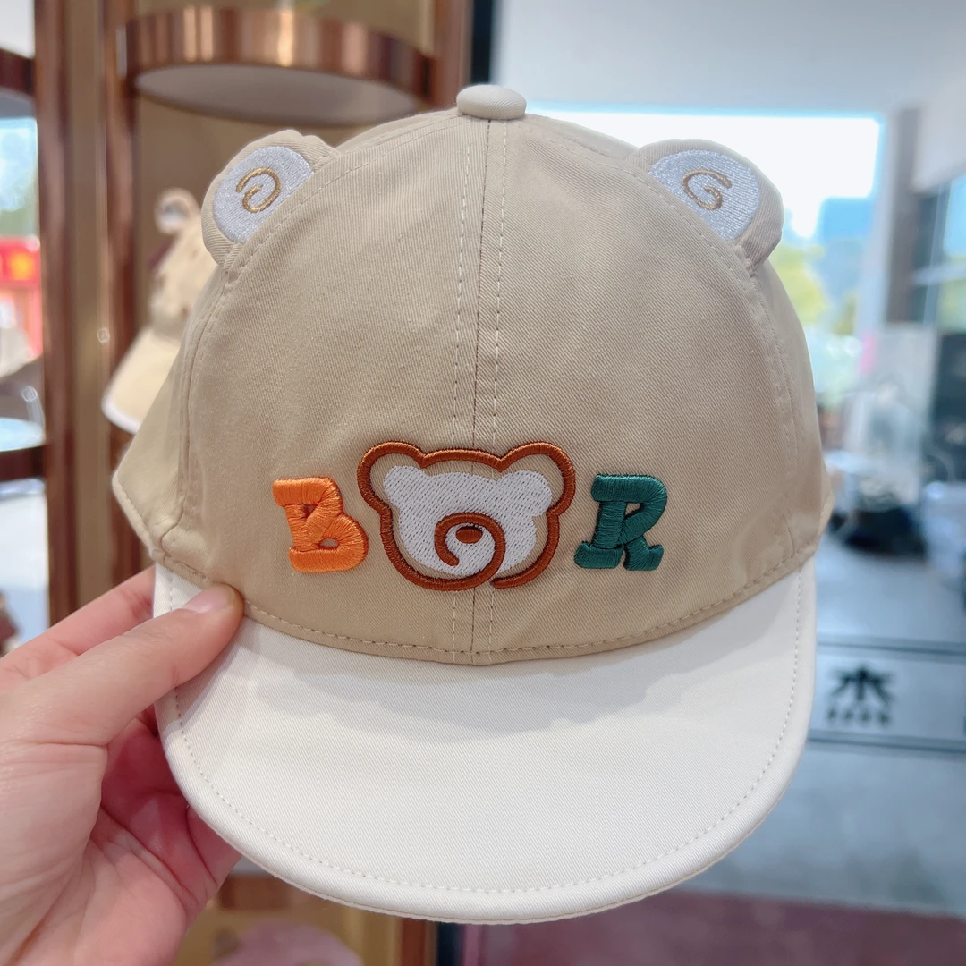 哆啦布丁春夏款纯棉透气男宝女宝棒球帽子绣小熊儿童鸭舌帽62625