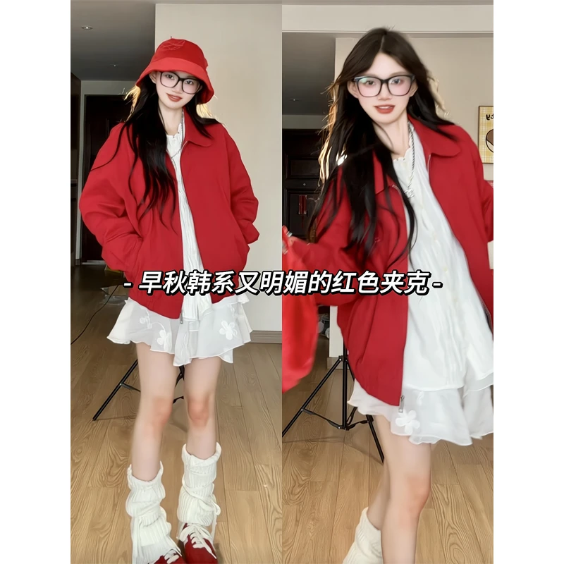 花边长袖圆领衬衫时尚百搭上衣半身裙短裙翻领工装夹克短款外套潮